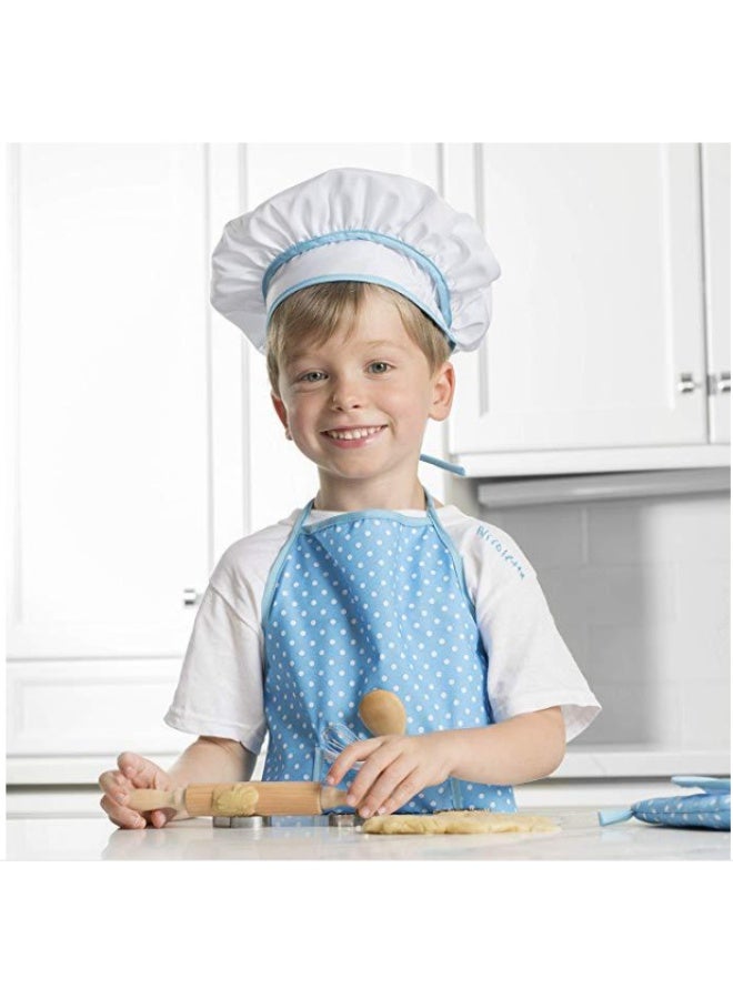 Capstro Kids Baking Kit – Apron, Hat & Baking Tools Set for Pretend Cooking, Creative Play & Hands-On Learning | Screen-Free Kitchen Role-Play Set – Blue Outfit Set - Image 3